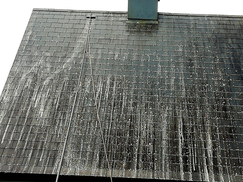 Close up of roof cleaning - Soft Wash roof cleaning  by Pro Wash, Cork, Ireland is the modern alternative to pressure washing